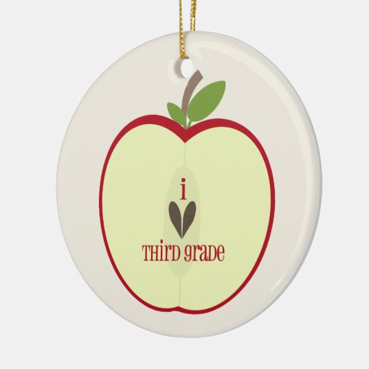3年生の先生のオーナメント-半分赤いApple セラミックオーナメント (左)