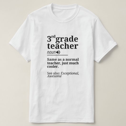 3年生の先生シャおもしろいツ3年生先生 Tシャツ (デザイン正面)