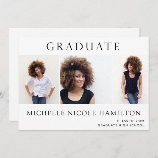 3年生の写真の卒業発表 招待状 (正面/裏面)