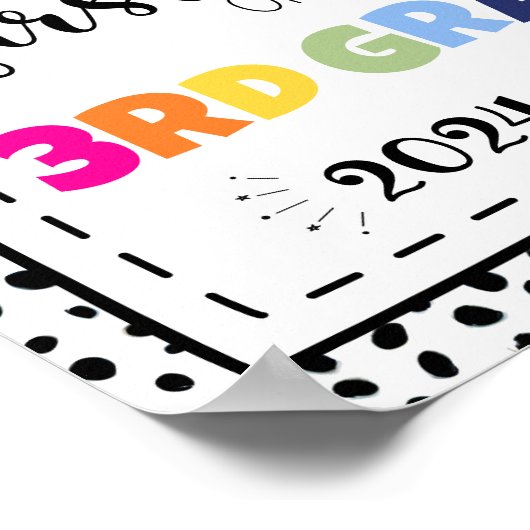 3年生の写真立て柱の看板の最初の日 ポスター (角)