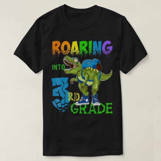 3年生の恐竜に轟音を出す新学期 Tシャツ (デザイン正面)