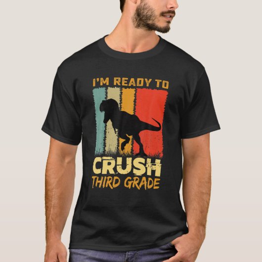 3年生の恐竜をシュオに戻す準備ができている Tシャツ (正面)