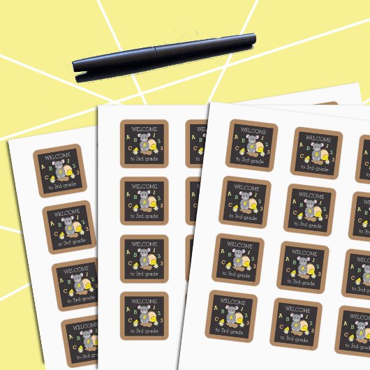 3年生の漫画のマウスステッカーへようこそ スクエアシール