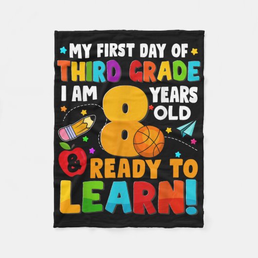 3年生の私の最初の日は男の子の準備ができてい学る フリースブランケット (正面)