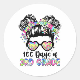 3年生の100日のメッシーバンガールキッド100th Day ラウンドシール