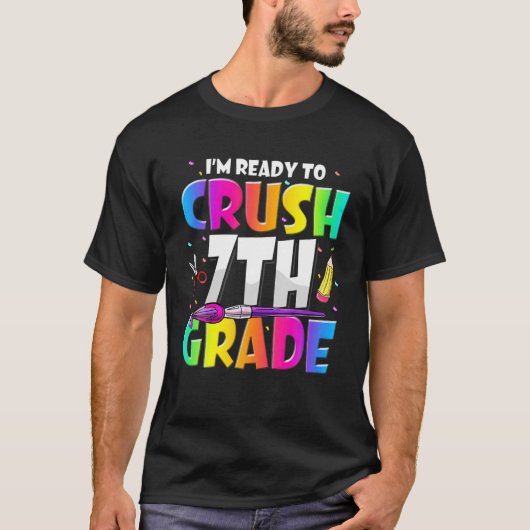 3年生の7年生を学校に押し戻す準備おもしろいができている Tシャツ (正面)