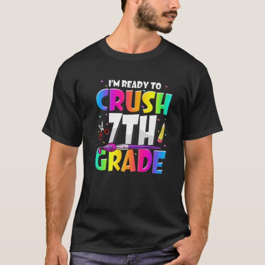 3年生の7年生を学校に押し戻す準備おもしろいができている Tシャツ (正面)