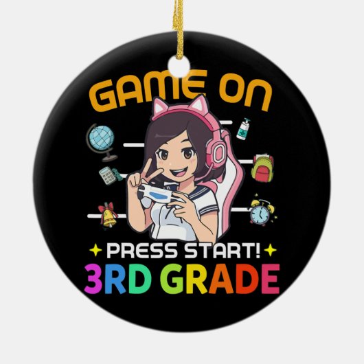 3年生まで平準化されたゲーム新学期ゲーマー セラミックオーナメント (裏面)