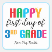 3年生カラフルの学校のステッカー(Square) スクエアシール (正面)