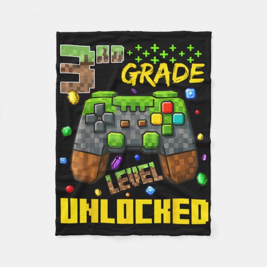 3年生ゲーマーTシャツ 小学校の初登校 フリースブランケット (正面)
