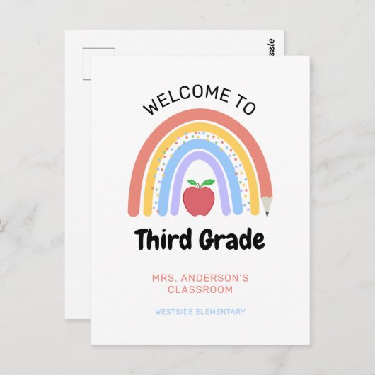3年生パステルカラーレインボーへようこそ ポストカード (正面/裏面)