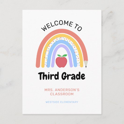 3年生パステルカラーレインボーへようこそ ポストカード (正面)
