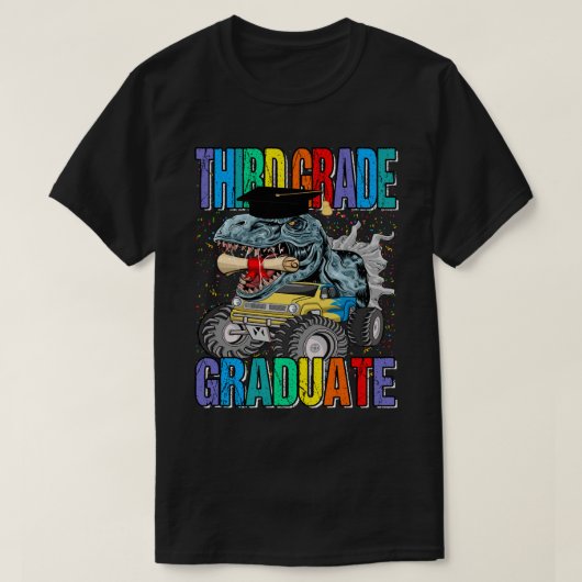 3年生モンスタートラック恐竜Tレックス Tシャツ (デザイン正面)