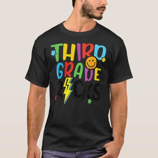 3年生ロック新学期稲妻かわいい Tシャツ (正面)