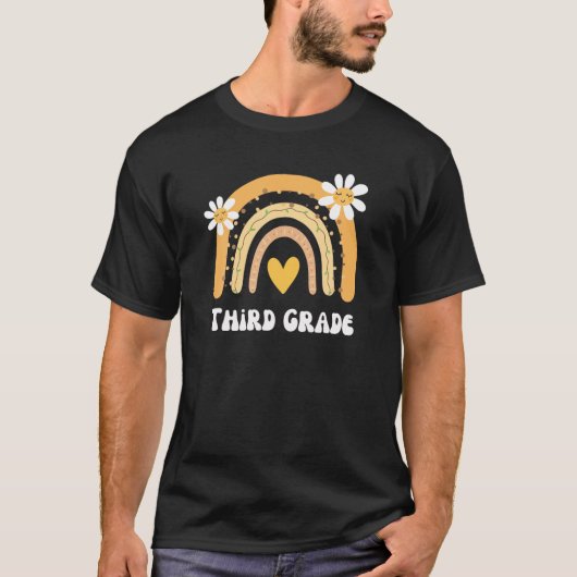 3年生先生かわいい春の花デイジーエール Tシャツ (正面)