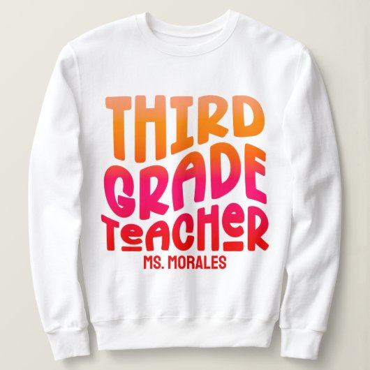 3年生先生オレンジグラデーション赤 スウェットシャツ (デザイン正面)