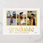 3年生写真卒業発表カード 箔招待状 (正面)