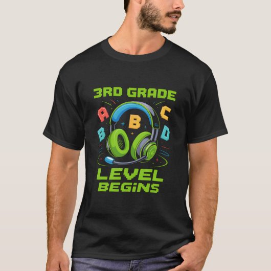 3年生最初のレベル開始Tシャツ ゲーマーボーイ Tシャツ (正面)