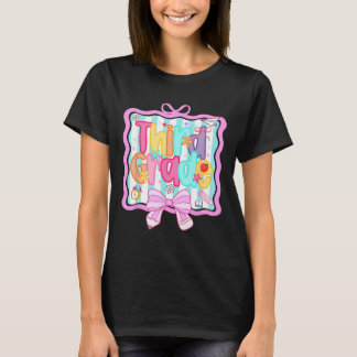 3年生最初の日 プレピー チェック スクールグッズ リボン Tシャツ
