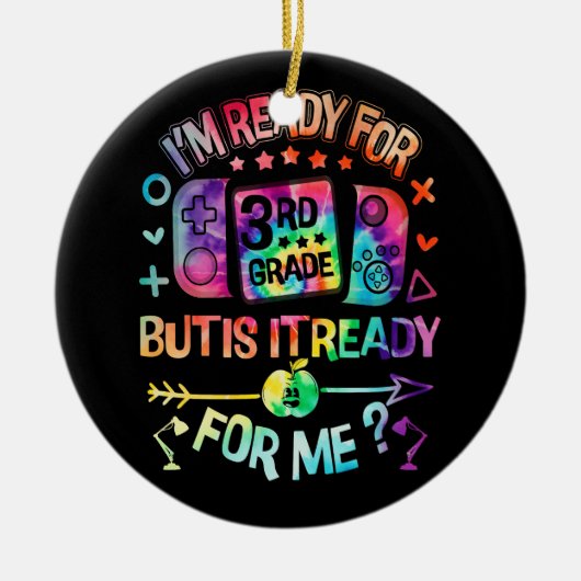 3年生絞り染め新学期Hello Tの準備完了 セラミックオーナメント (正面)