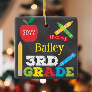 3年生Keepsake Chalkboard Kidsのカラフル写真 セラミックオーナメント