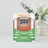 3年目のフットボールのテーマの第3誕生日 インビテーションポストカード (スタンド正面)
