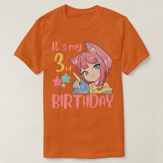3年目の誕生日アニメ誕生日ガール Tシャツ (デザイン正面)