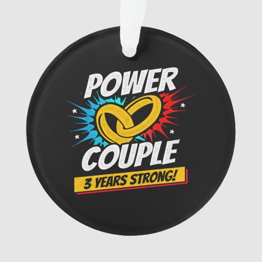 3年結婚した間～3周年結婚の節目 オーナメント (正面)