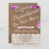 3年間のプレゼンテーション招待状カード(女の子、紫) 招待状 (正面/裏面)
