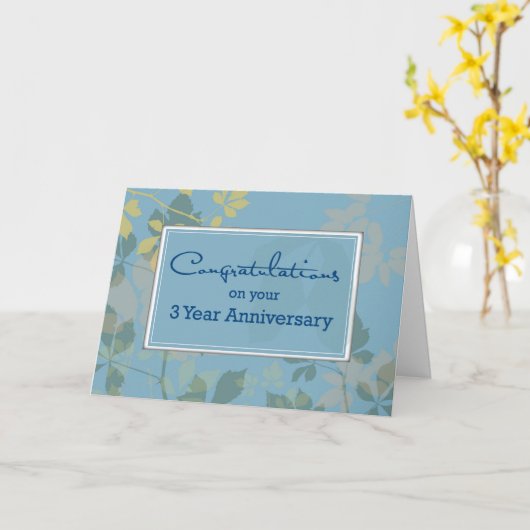 3年間の従業員の記念日、おめでとう カード (黄色い花)