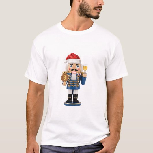 3年間の断酒ナッツクラッカー クリスマスの断酒祝い Tシャツ (正面)