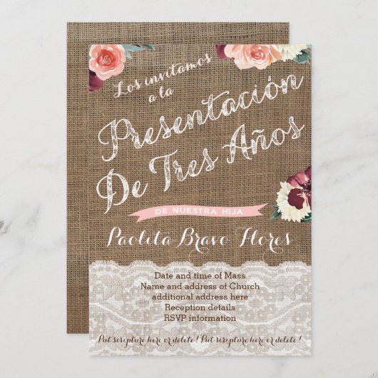 3年間の発表式招待状スペインの 招待状 (正面/裏面)