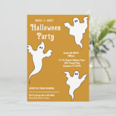 3幽霊オレンジホワイトお洒落ハローウィンパーティ 招待状 (スタンド正面)