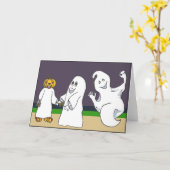 3幽霊トリックまたはハロウィーンナイトカードの処理 カード (黄色い花)