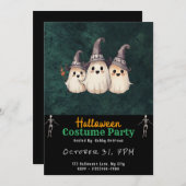 3幽霊魔女の帽子ブラックハロウィーン 招待状 (正面/裏面)