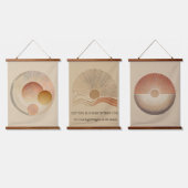 3幾何学太陽の木製の壁のタペストリーのセット 吊り下げ型タペストリー (トリプル)