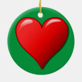 3度目のクリスマスと2019年のかわいい赤いハート セラミックオーナメント (裏面)