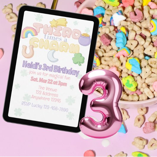 3度目のチャーム、ラッキーチャーム3歳の誕生日 招待状