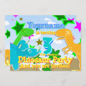 3恐竜の誕生日パーティーの招待状 招待状 (正面/裏面)