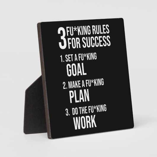 3成功のルール – 厳しい厳しいやる気を起こさせる フォトプラーク (正面)