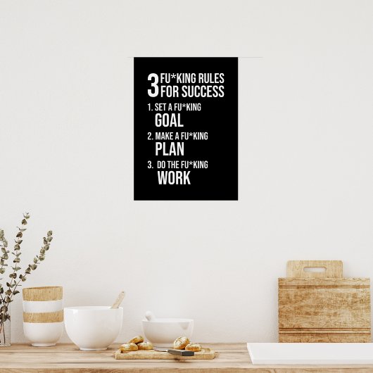 3成功のルール – 厳しい厳しいやる気を起こさせる ポスター (キッチン)