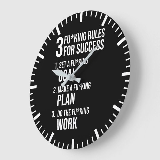 3成功のルール – 厳しい厳しいやる気を起こさせる ラージ壁時計 (傾斜)
