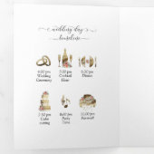 3折結婚式 プログラムと水彩タイムライン 三つ折りカード (内部最初)