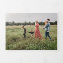 3折4フォトクリスマスカード水彩画モノグラム