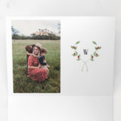 3折4フォトクリスマスカード水彩画モノグラム 三つ折りクリスマスカード (内部最初)