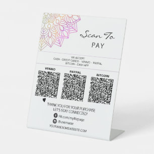 *~* 3支払い表テントQRヨガ・テーブルトップ・霊気 台座サイン