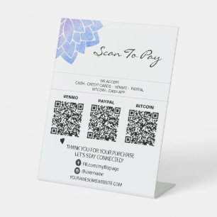 *~* 3支払い表テントQR霊気ヨガ卓上 台座サイン