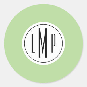 3文字のモノグラムテンプレート ラウンドシール