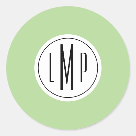 3文字のモノグラムテンプレート ラウンドシール (正面)