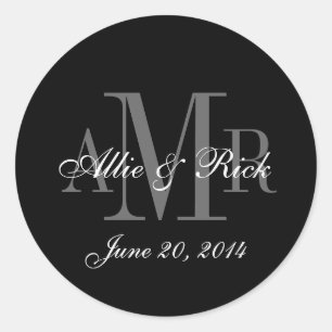 3文字のモノグラム名結婚式の引き出物ラベル ラウンドシール